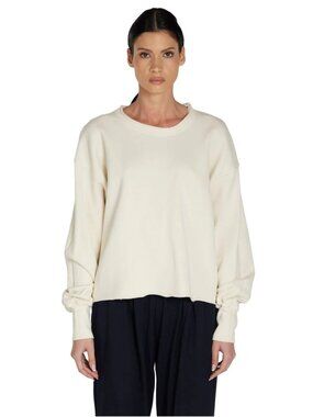 LES TIEN Riley Roll Neck Pullover Sweatshirt in Ivory NWT